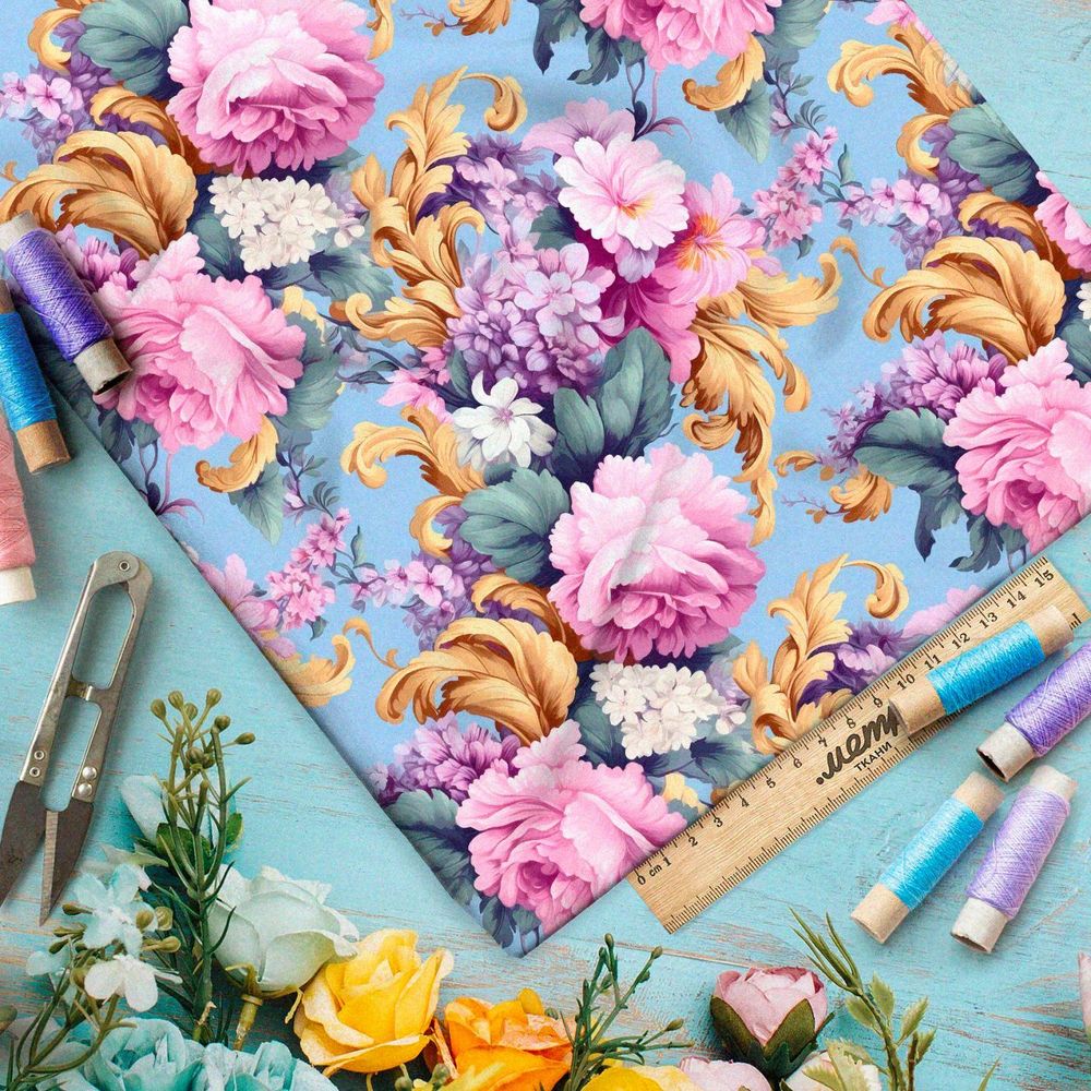 Ткань премиум интерлок красочный мир