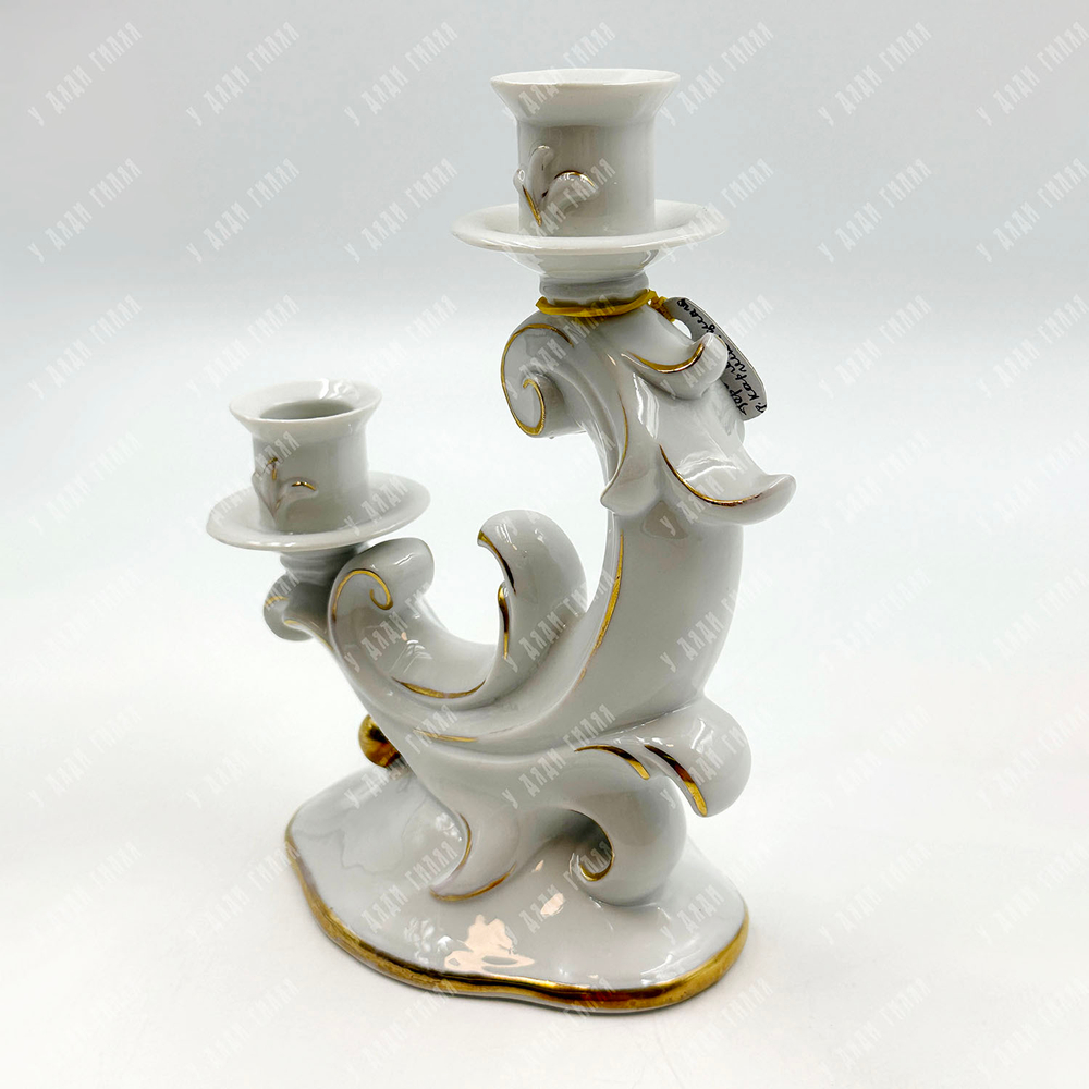 Фарфоровый подсвечник на 2 свечи. Carl Scheidig Porzellanfabrik in Gräfenthal. До 1935 г.