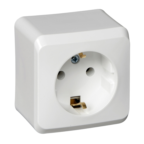 Schneider Electric ЭТЮД Белый Розетка 1-местная открытая установка с заземляющими контактами PA16-003B