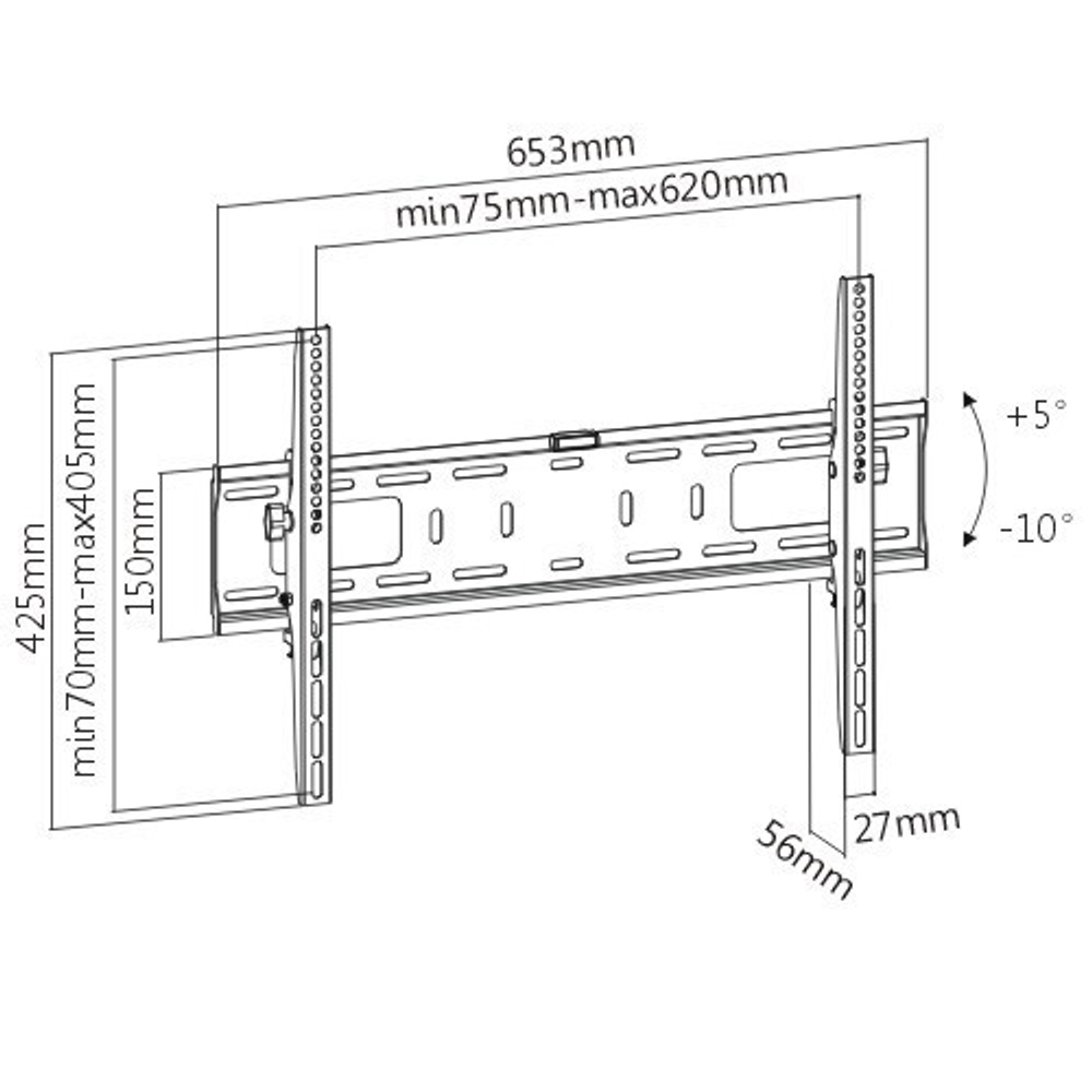 Кронштейн для телевизора Ultramounts UM 842T черный 37"-75" макс.50кг настенный наклон