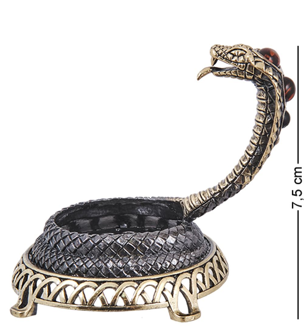 Народные промыслы AM-4020 Подсвечник «Кобра Королевская « (латунь, янтарь)