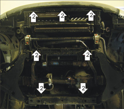Защита стальная 3 мм Д, ПДф, Р Mitsubishi L200 MOTODOR.11313
