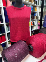 LINETTE PAILLETES - 80% лен, 20% п/а, микропайетки 2мм, ; 450м\100гр; цвет: коричневый, пайетки серебро