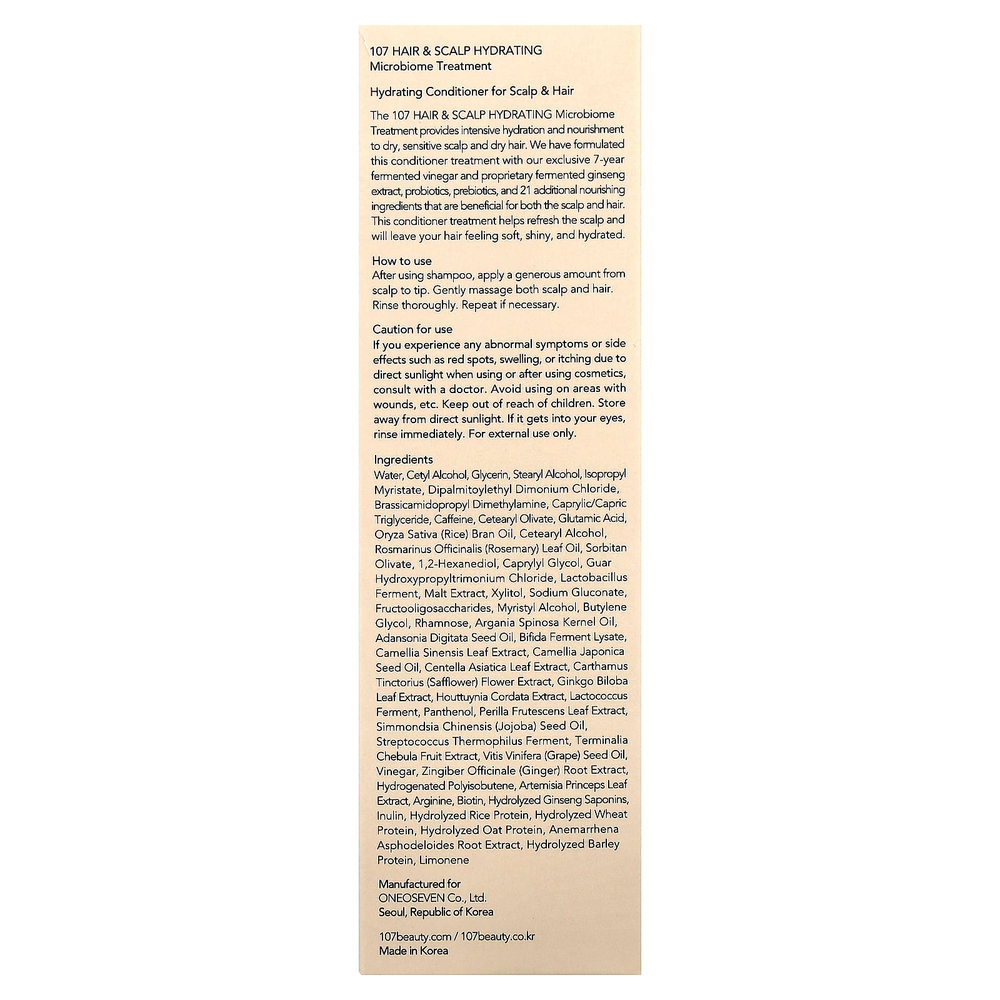 107 Beauty, Увлажняющее средство для микробиома волос и кожи головы, 180 мл (6,08 жидк. Унции)