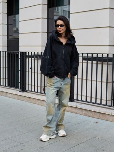 Черная флисовая куртка-худи