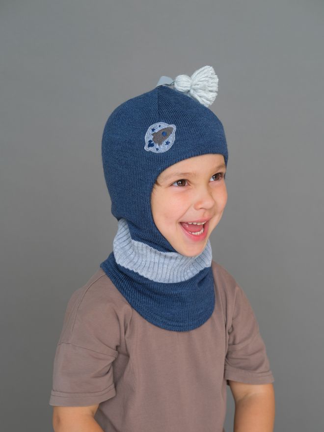 Шлем весенний/осенний вязаный (Джинс) КЕРО