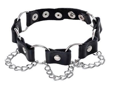 Ошейник Sitabella с кольцами и цепочкой чёрный