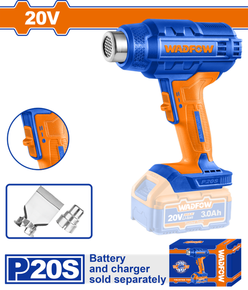 Фен технический аккумуляторный 20В (10) WADFOW WKH1501