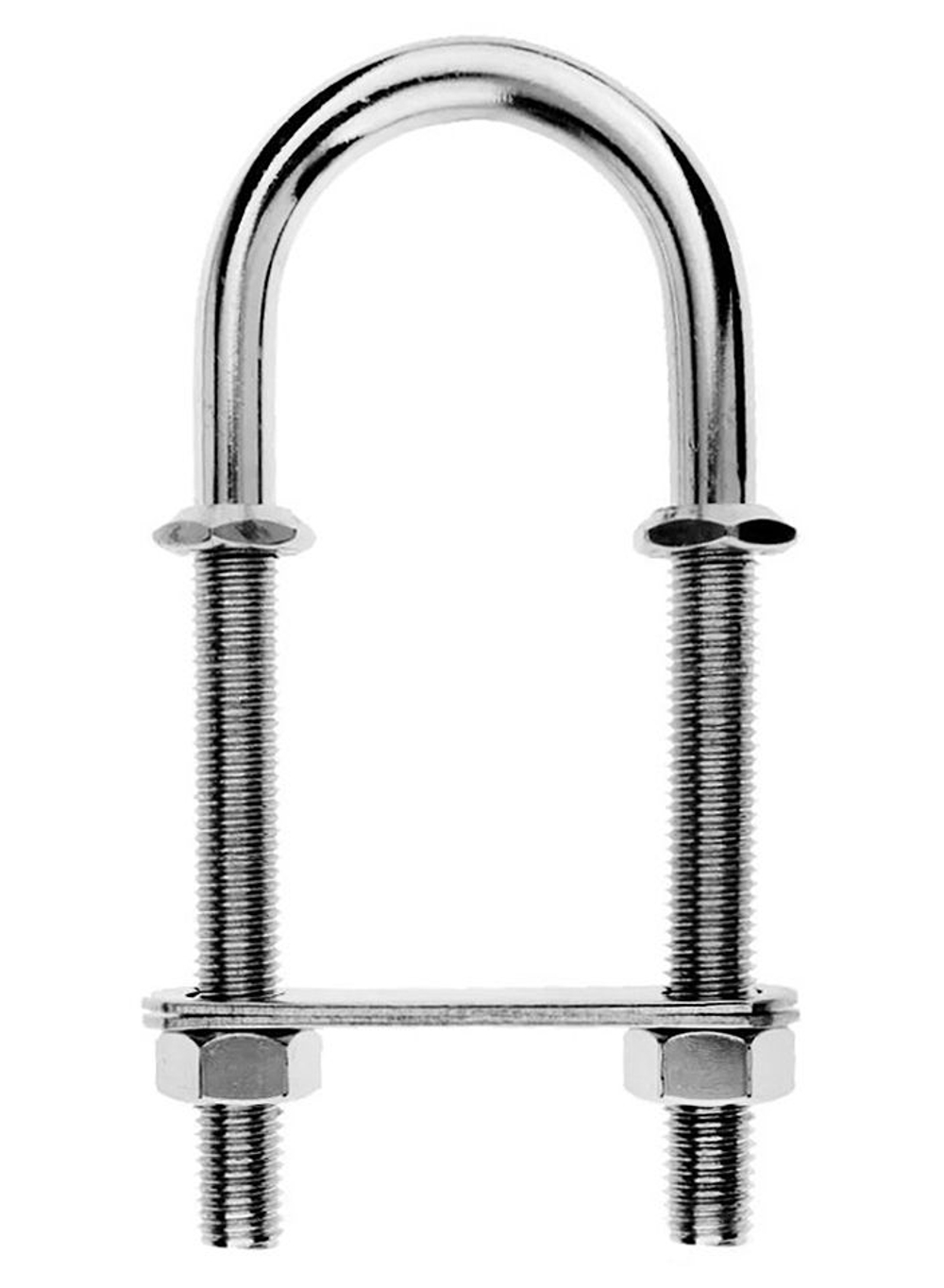 Рым-болт U-образный с 2 гайками и 2 крепежными пластинами 10x130 мм. (10014308).