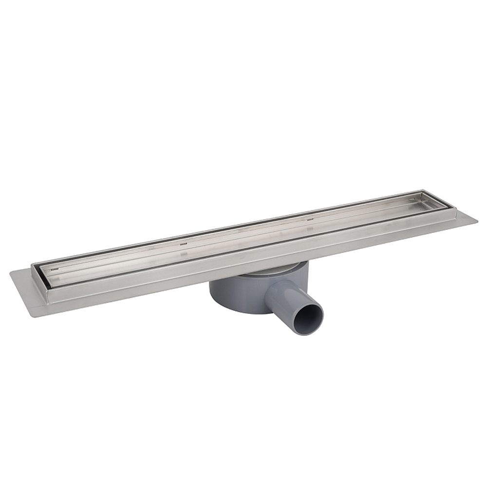 Душевой лоток AZARIO 650 мм, D40(50), решетка из нержавеющей стали "под плитку", металлический желоб, поворот 360°, комбинированный затвор (AZT3TILE650)