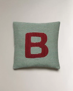 ZARA HOME ДЕТСКАЯ ПОДУШКА С ВЫШИВКОЙ В ВИДЕ БУКВЫ "В", ЗЕЛЕНЫЙ