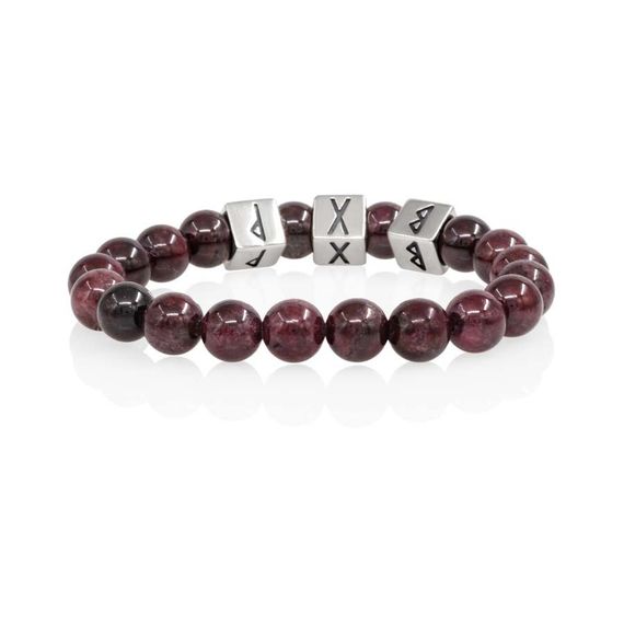 Браслет Женское счастье из натурального граната с рунами Беркана, Гебо и Вуньо в форме куба из серебра 925, вид 3