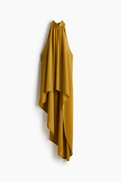 H&M Асимметричный топ с завязками на шее, горчично-желтый