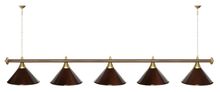 Лампа STARTBILLIARDS 5 пл. (плафоны коричневые,штанга синяя,фурнитура золото)