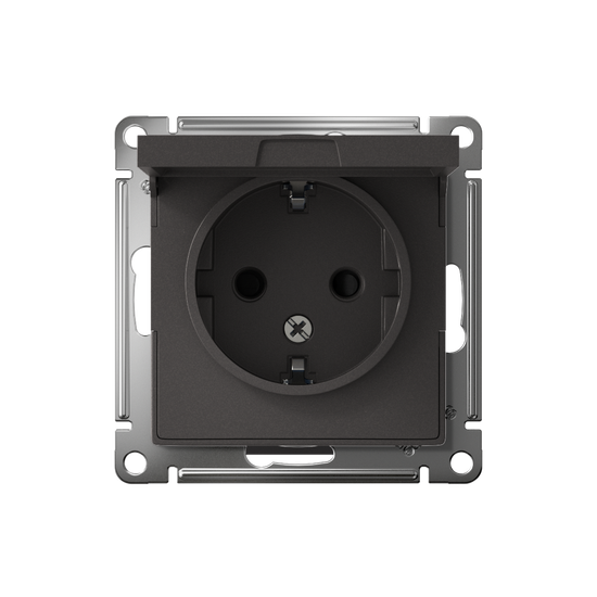 Розетка AtlasDesign 16А IP20 с заземл. защ. шторки с крышкой механизм базальт SE ATN001446