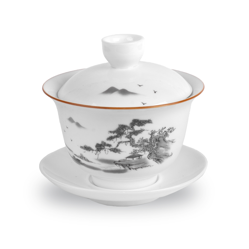 268031.3 Гайвань ГОРНЫЙ САД "Горы и реки" h=8,5см, d=10см, 180мл, фарфор гл.белый