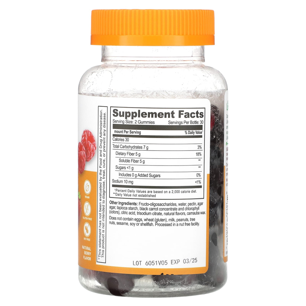 Lifeable, Жевательные мармеладки с пребиотической клетчаткой, натуральные ягоды, 60 жевательных таблеток