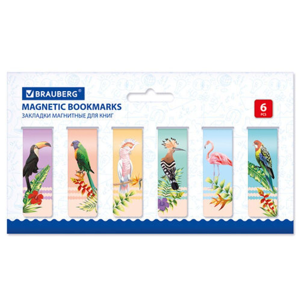 Закладки для книг МАГНИТНЫЕ, "MIX", набор 30 шт., 60x20 мм, BRAUBERG, 113175