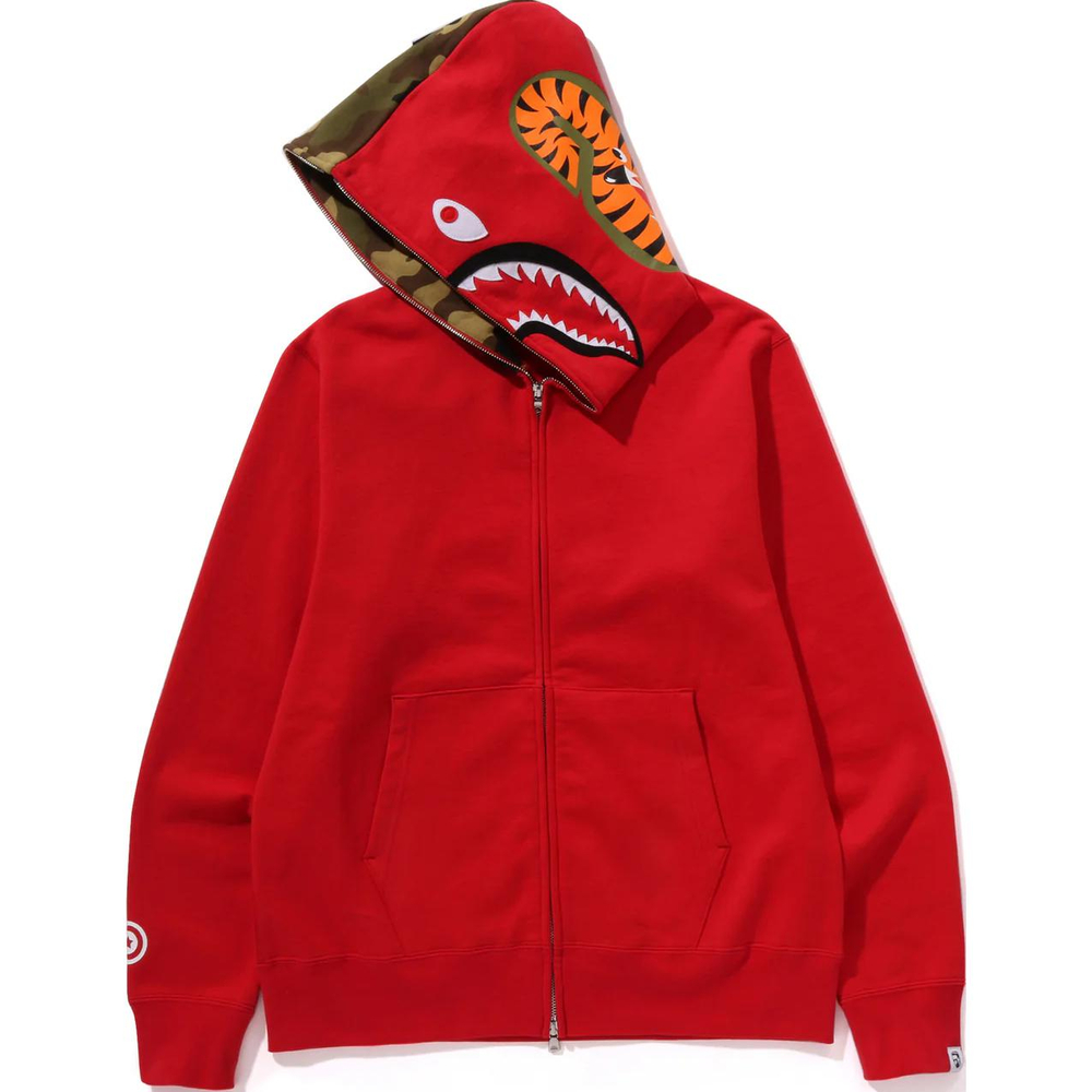 A Bathing Ape Bathing Ape Shark Pattern Hooded Zip Up Свитшот красный