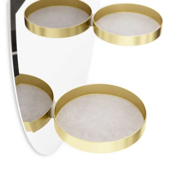 Зеркало с полочками Perch Ø60 см латунь