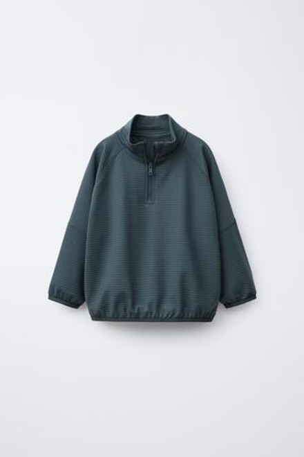 ZARA ТЕХНИЧЕСКАЯ ТОЛСТОВКА С ЛОГОТИПОМ, НЕФТЯНОЙ