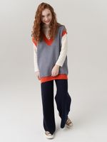 Жилетка для девочки в школу 953 н.синий-оранжевый