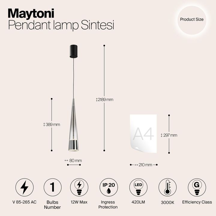 Подвесной светодиодный светильник Maytoni Sintesi P090PL-L12CH3K