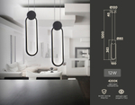 Светильник светодиодный подвесной FL5262 BK черный 12W 4200K 100*20*1200 (без ПДУ)