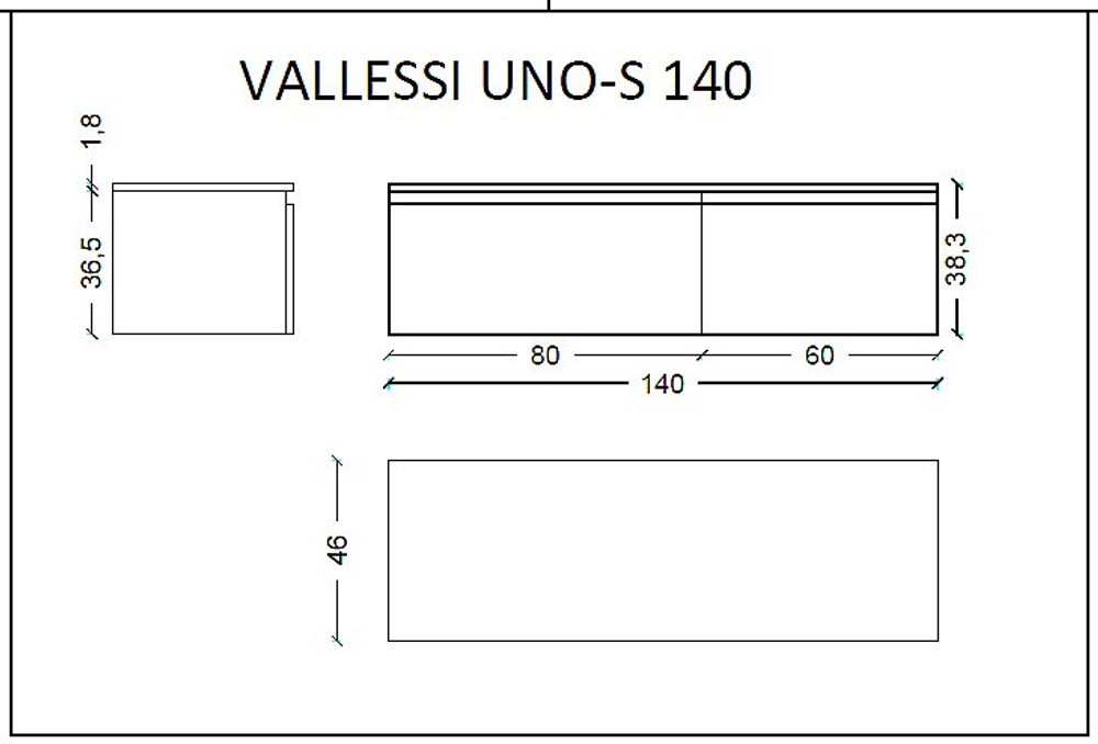 Нижняя тумба Armadi Art VALLESSI UNO-S 140 антрацит матовый