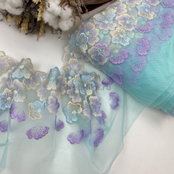 Вышивка на сетке ментол 18 см, цв. 1032