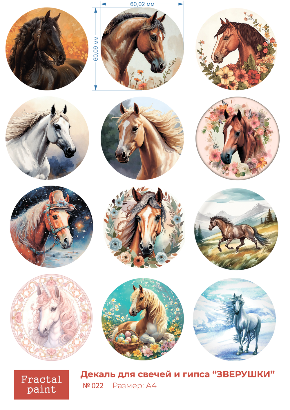 Трансфер переводной - декаль для свечей и гипса зверушки 022
