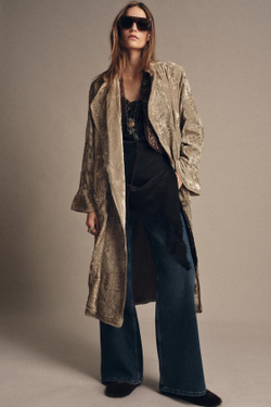 ZARA БАРХАТНОЕ КИМОНО С ВЫШИВКОЙ ZW COLLECTION LIMITED EDITION, ОХРА