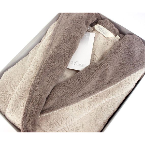 LEAF бежевый махровый женский халат Soft Cotton