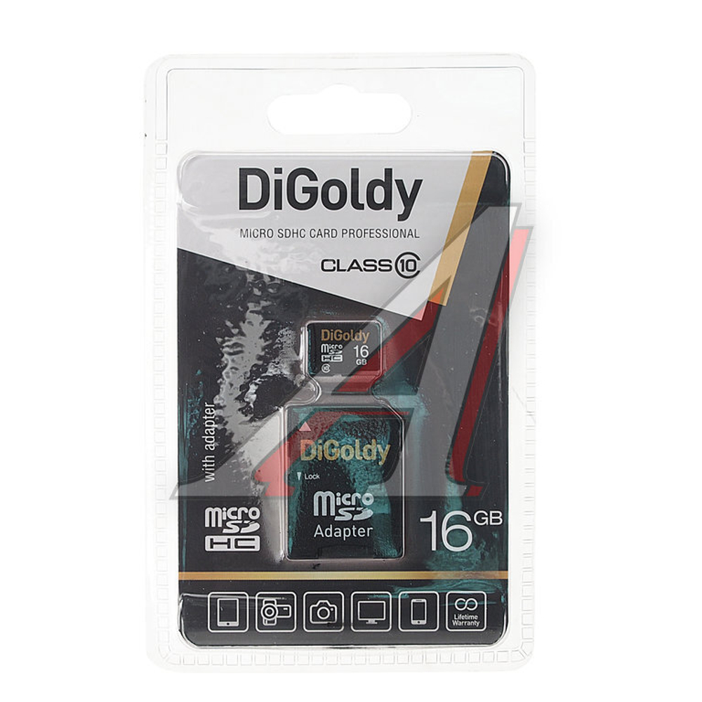 карта памяти Digoldy 16Gb microSD+адапт.cl.10