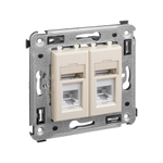 Телефонная розетка RJ-12 в стену двойная, "Avanti", "Ванильная дымка"