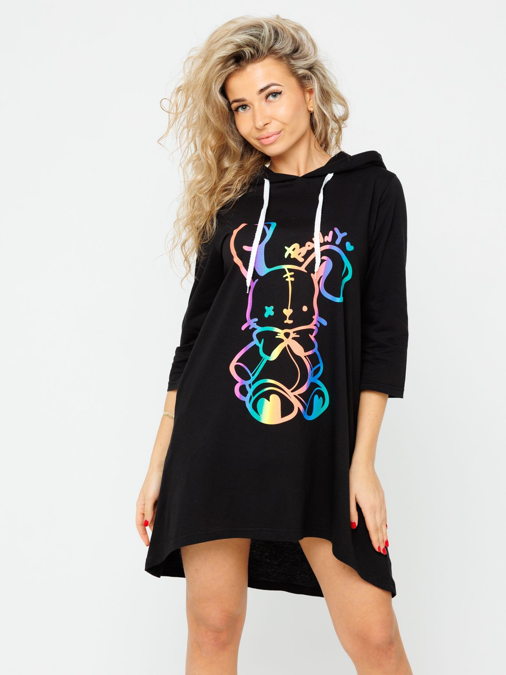 Туника коричневая с капюшоном и принтом женская с длинным рукавом большие размеры для пляжа хлопковая спортивная удлиненная нарядная летняя домашняя