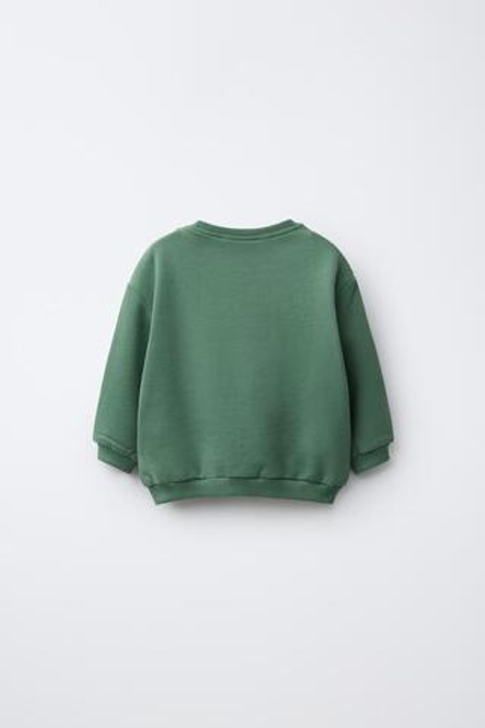 ZARA ТОЛСТОВКА С ПРИНТОМ В ВИДЕ ТРЕХЛИСТНИКА И ВЫШИТОЙ НАДПИСЬЮ, ЗЕЛЕНЫЙ