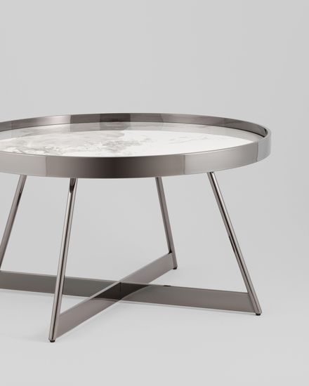 Журнальный столик Гера 80*80 см сталь тёмный хром