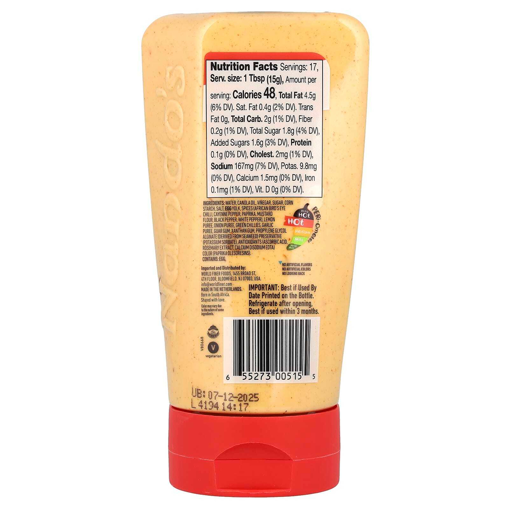 NANDO'S, Perinaise, пикантный и огненный майонез, острый, 255 мл (8,6 жидк. Унции)