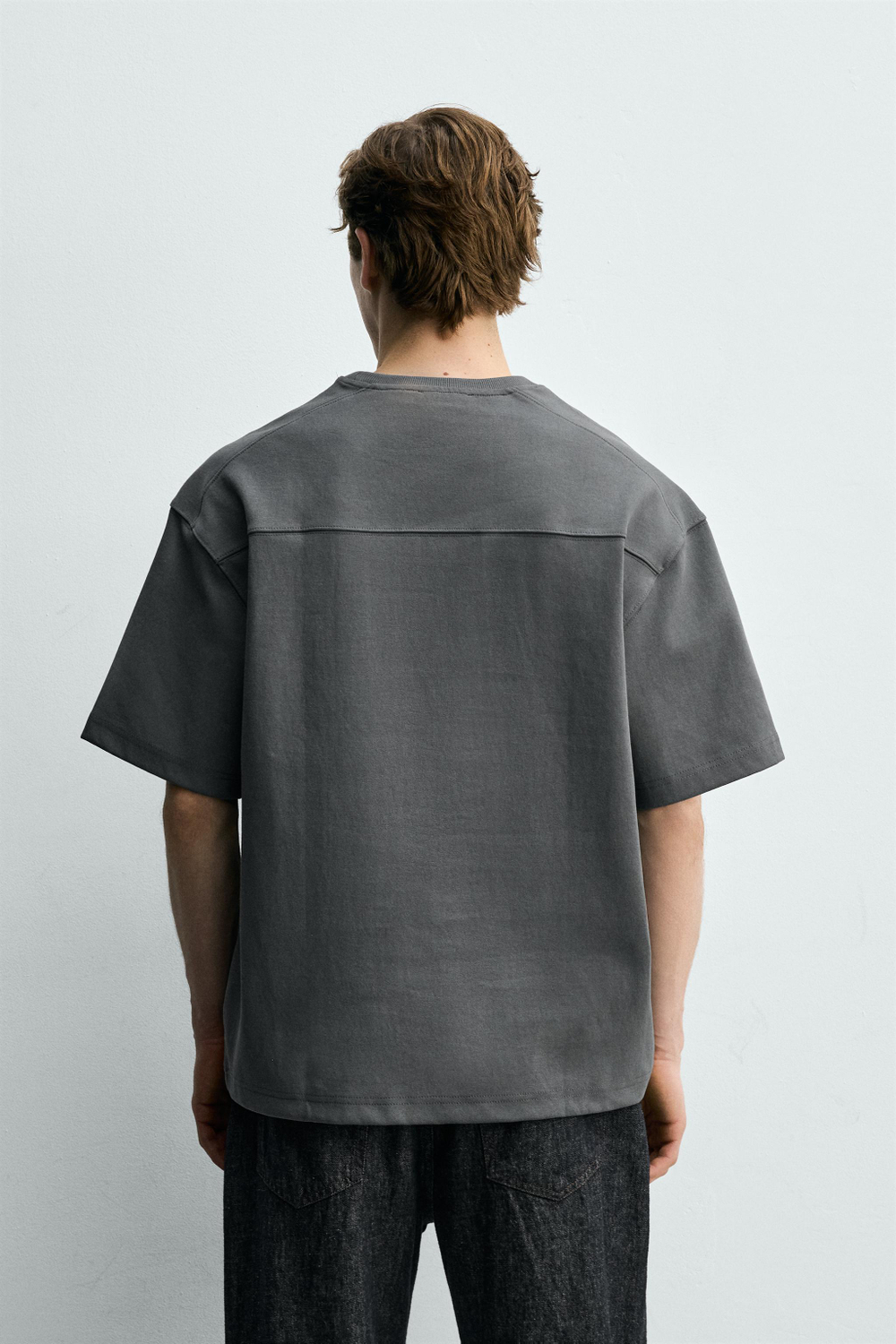 ZARA ТОЛСТОВКА RELAXED FIT ИЗ ИНТЕРЛОКА, СЕРО-СИНИЙ
