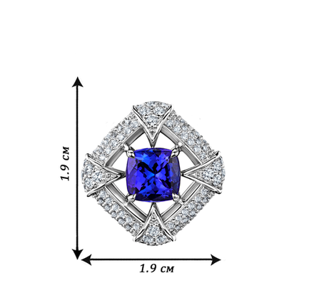 Колье с танзанитом огранки "Кушон" и бриллиантами