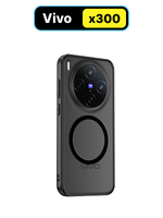 Чехол с Магсейф для Vivo X300 прозрачный матовый с черным бортом WLONS