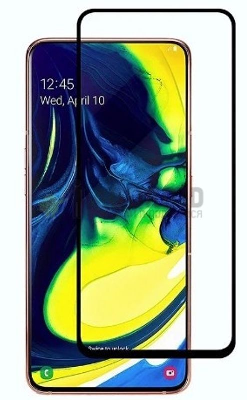 Защитное стекло 3D для Samsung A80/A90 Black тех.пак