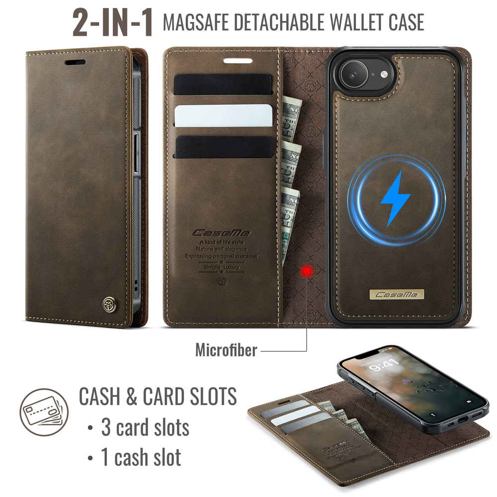 Чехол-кошелек CaseMe 2 in 1 MagSafe iPhone 16E