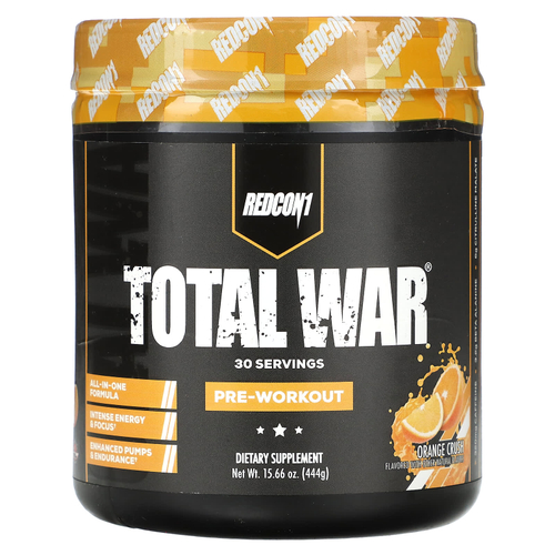 Redcon1, Total War®, предтренировочный комплекс, со вкусом апельсина, 444 г (15,66 унции)