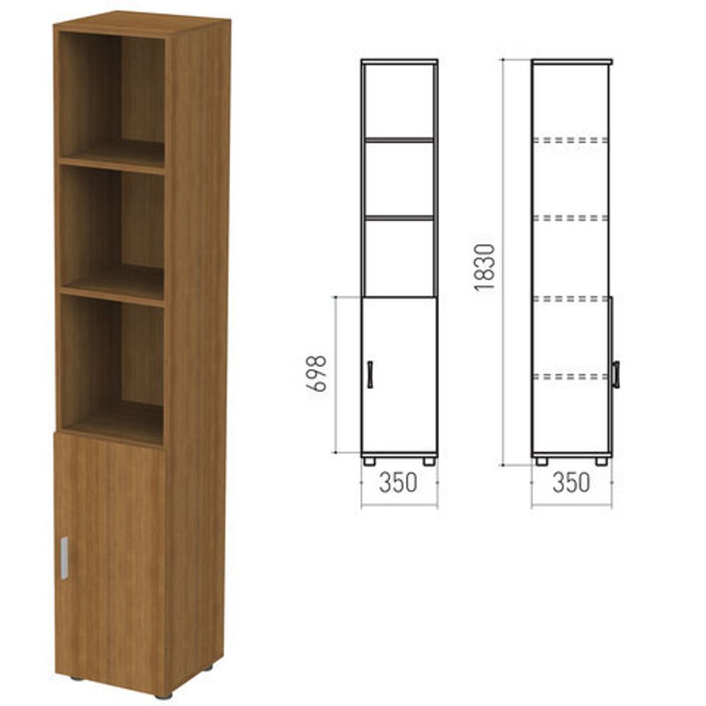 Шкаф полузакрытый &quot;Канц&quot;, 350х350х1830, цвет орех пирамидальный (КОМПЛЕКТ)