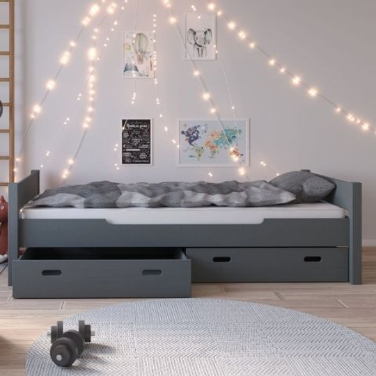 Кровать Амелия с выдвижными ящиками 90x200 (серый воск)