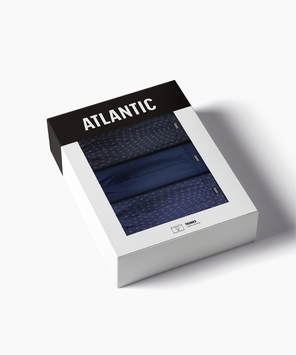 Мужские трусы шорты Atlantic, набор из 3 шт., хлопок, темно-синие + голубые + темно-голубые, 3MH-206