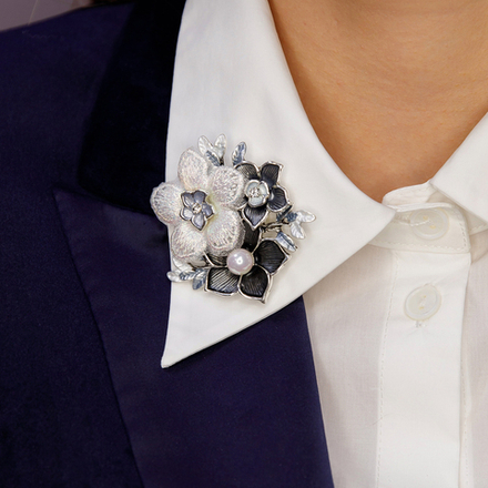 Брошь Shadore Букет XZ1442.2 BW/S