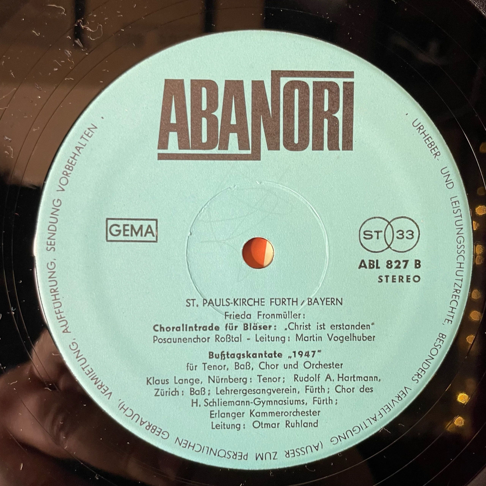 Винтажная виниловая пластинка LP Фридерика Хелен Эмма Фронмюллер Frieda Fronmuller, Werke Von Frieda Fronmuller, Kirchenmusikdirektorin (Германия 1974)